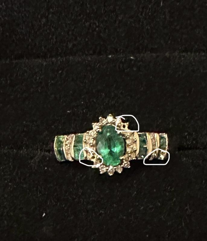 Emerald Ring 1/10 ct tw Diamonds 10K Yellow Gold | Kay