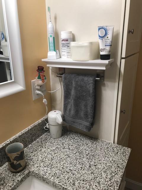 Towel bar and shelf--3M Command Strops saved the day again!!