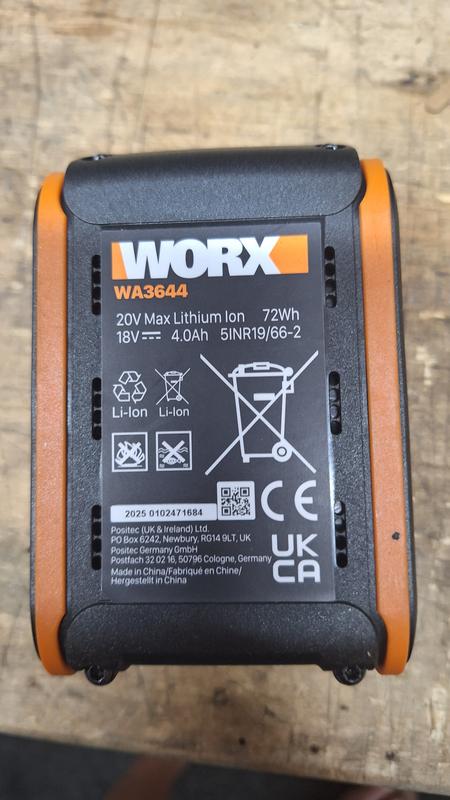 Pack Batterie WORX 20V 4Ah + Chargeur Rapide - Compatible Tous Outils WORX Powershare - Garantie 2 Ans