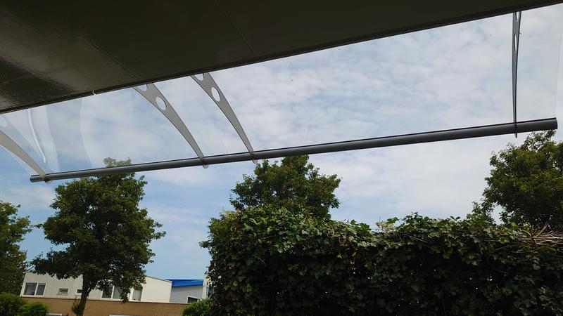 EINFEBEN Luifel Voor Voordeur 150x100 Cm - Transparant Polycarbonaat Boogluifel Met Zwarte Houder - Perfecte Regen- En Zonwering