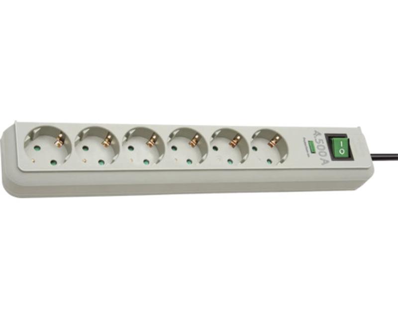 Brennenstuhl Stekkerdoos secu-tec 6-voudig antraciet 3 meter