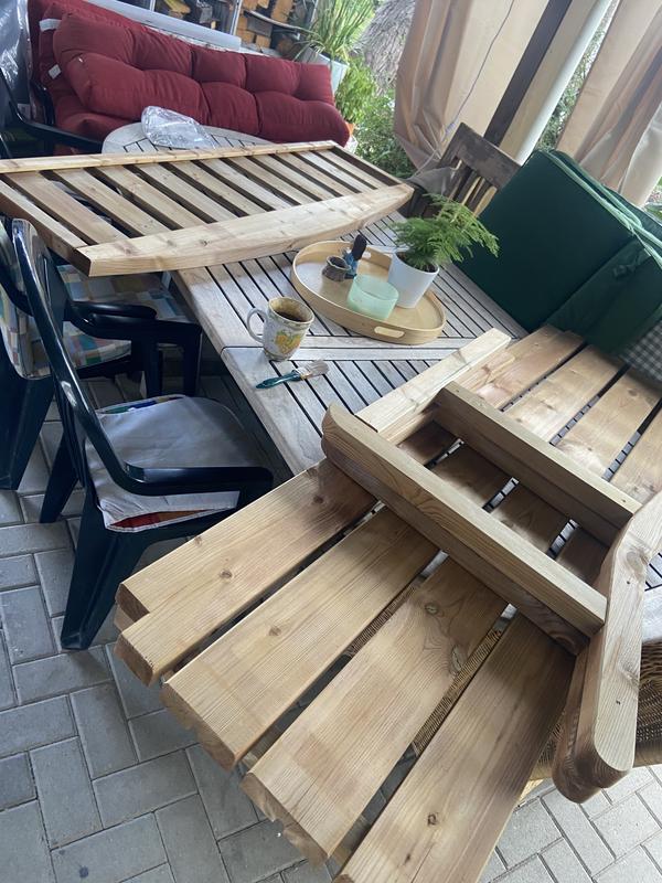 Banc De Jardin En Bois – Avec Dossier Et Accoudoirs – Large – Pour Balcon Ou Terrasse – Neuf