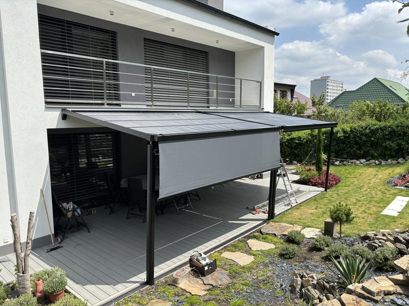 Pergola mit Stoffdach 3,94x2,94 Stoff uni anthrazit Gestell | HORNBACH