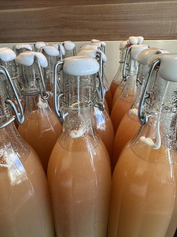 Saftflasche, Vorratsflasche Mehrkant inkl. Bügelverschluss