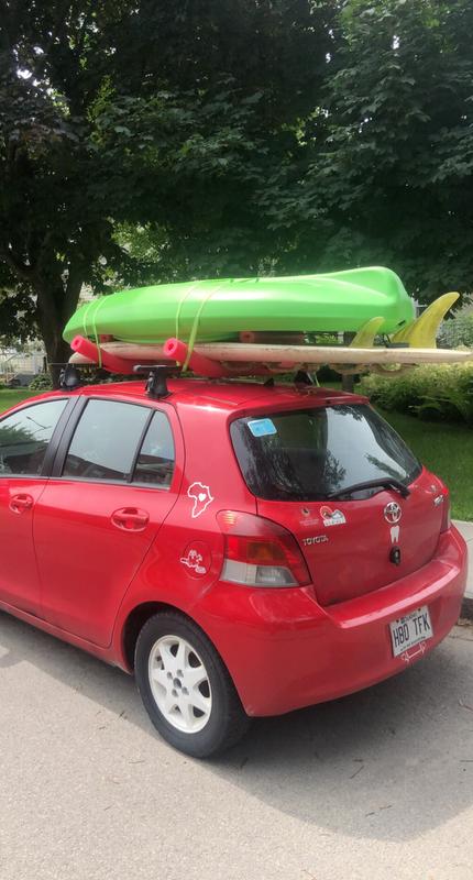 Fun fact : the pool noodle did it’s job great, but my tires weren’t as resistant : Got a flat 20min later ! x’)