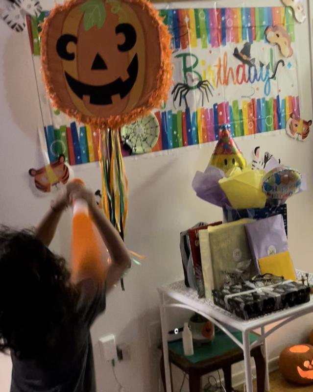 This is my kid hitting the piñata