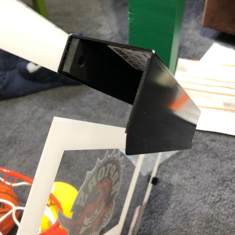 Heavy duty and very secure metal bracket that slides over a door (or in our case, a rail from the loft bed!).