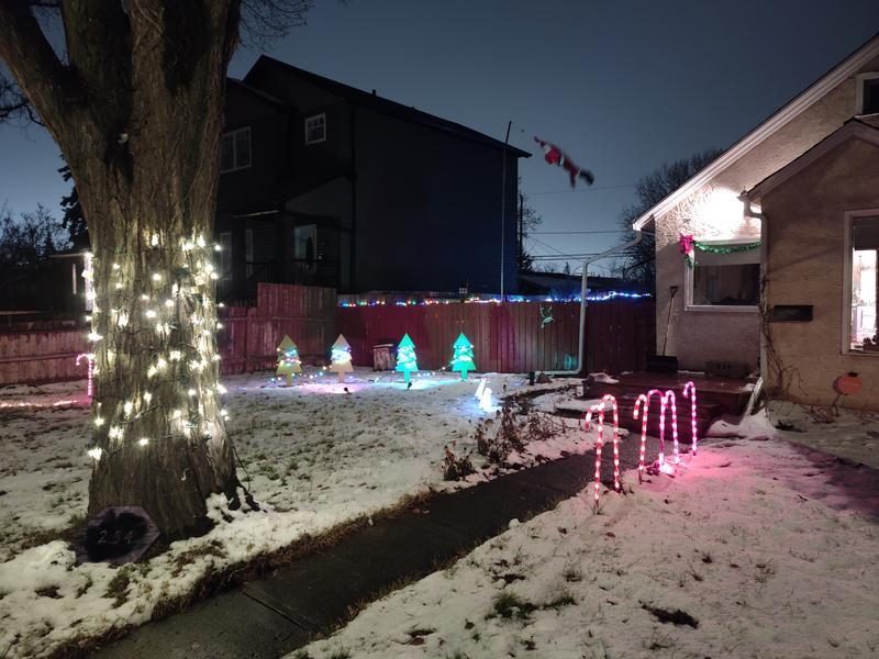 Santa blowing in the wind.