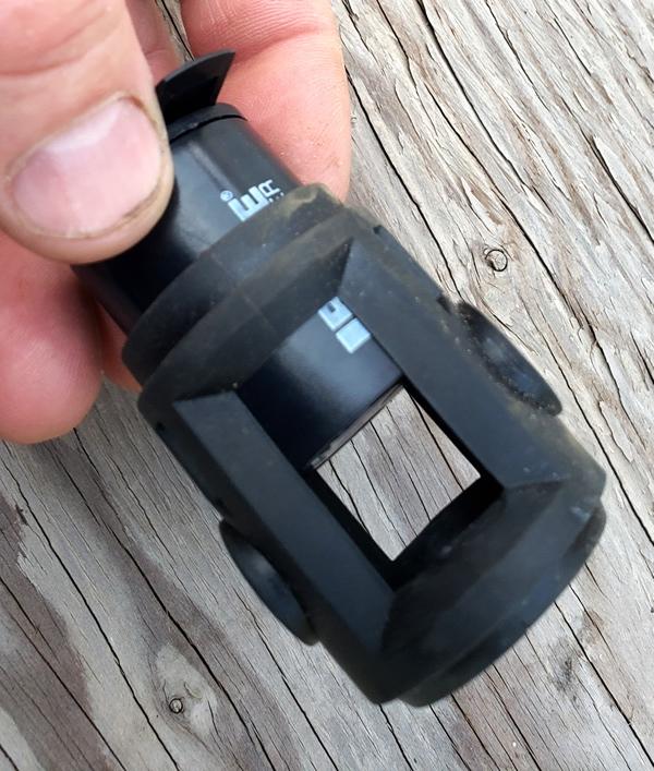 loose fitting sleeve can move up and down AND rotates freely around the inner plastic core