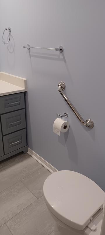 Bathroom  accesories on the wall.  I.e Bathroom tissue fits fine,no problems!
