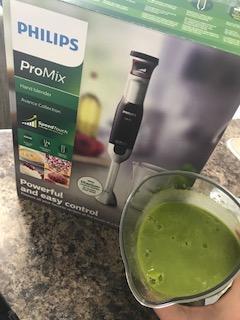 Smoothie - Coconut water, frozen mango pieces, spinach, flax seeds and honey