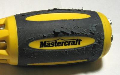 handle with peeling rubber