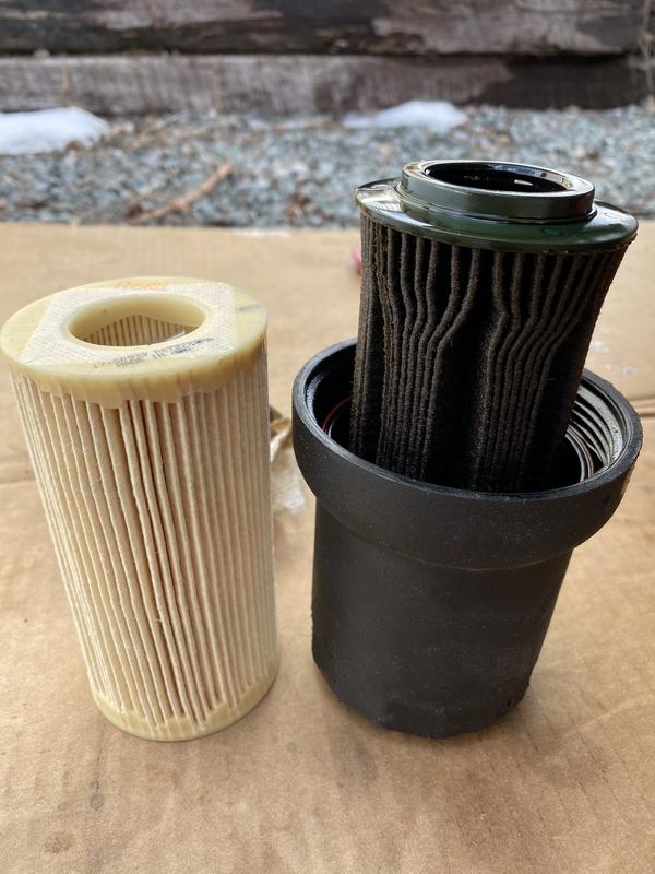 Mobile failed filter beside new Fram