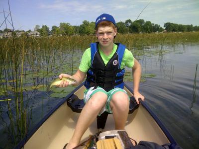 one of many bass caught in this canoe