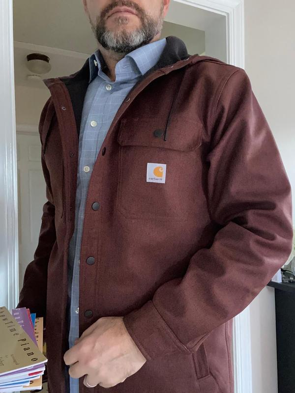 6' 1" and 200 lbs. The medium fits just like a relaxed fit large.