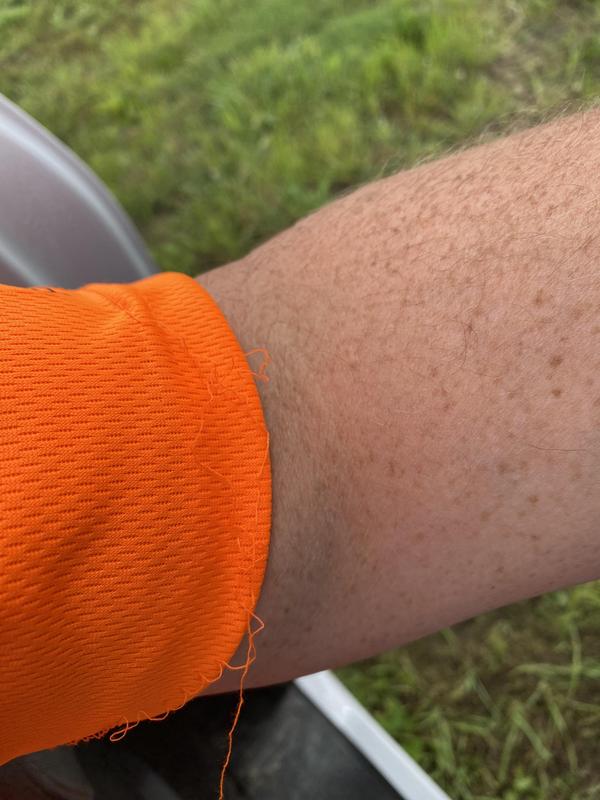 Left sleave unravels first wear on 2 shirts!