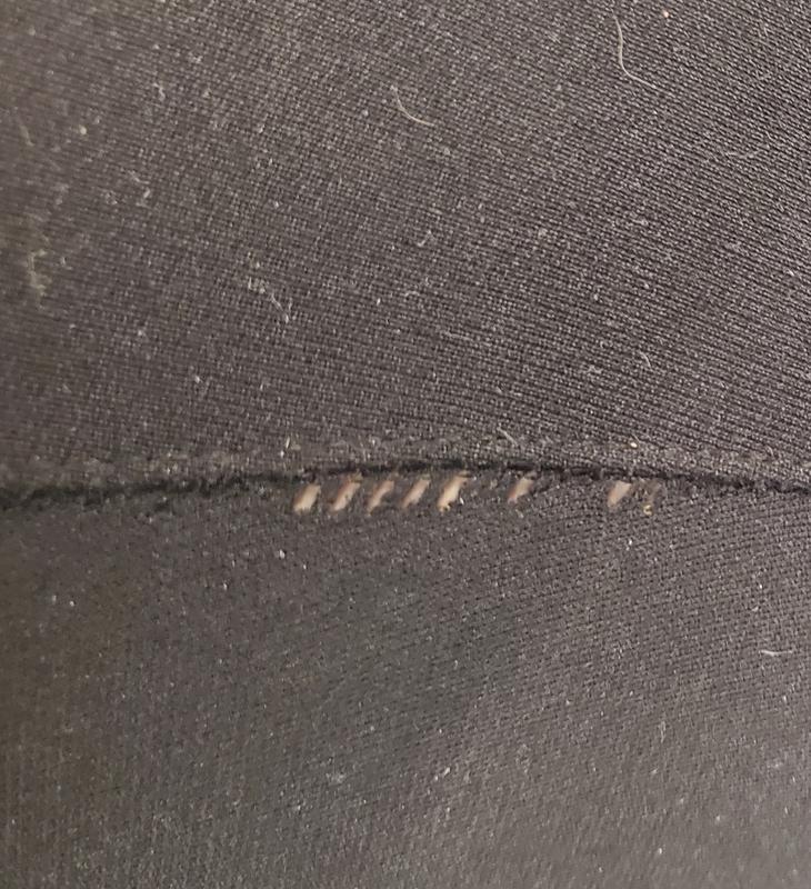 This is the current seam in the pants leg. Taken at 9:16 a.m. September 29, 2023.