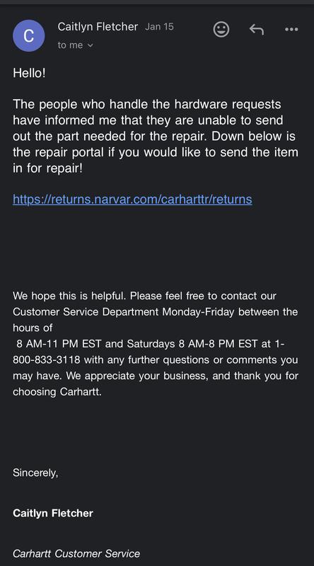 Response from carhartt