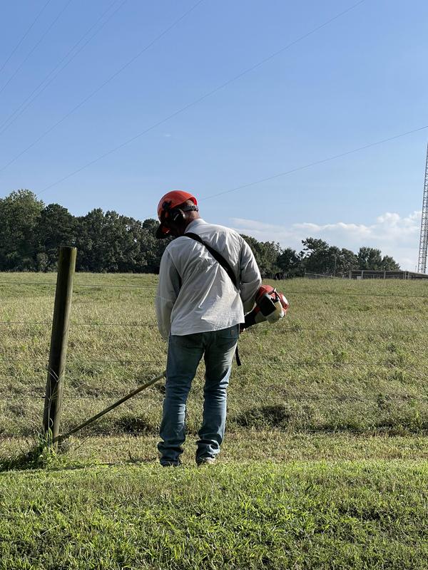 He wears his to keep our fence line clean and wears them under his chaps to shoe horses. Loves them!