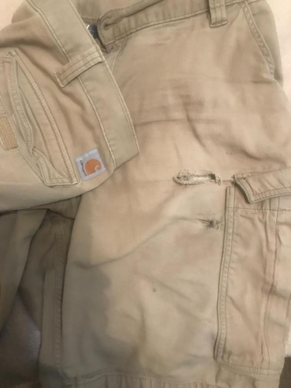 Torn Carharrt cargo shorts. Fairly new.