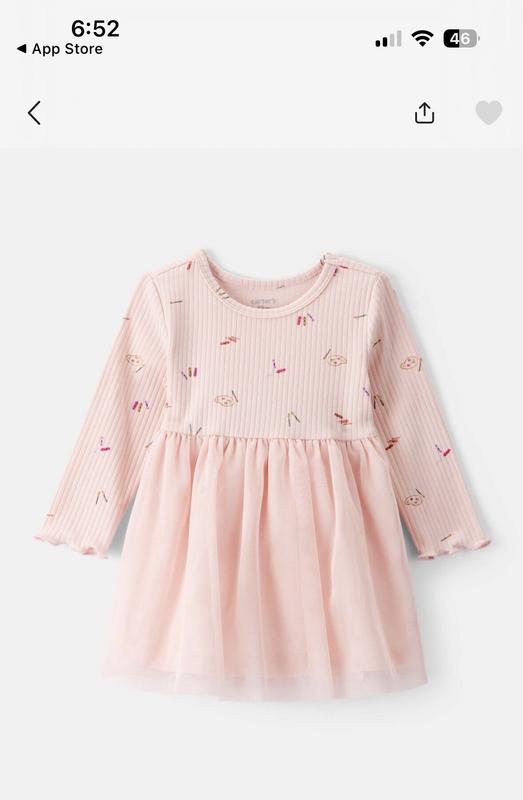 Baby Girl Heart Print Long-Sleeve Dress - Pink | Carter's