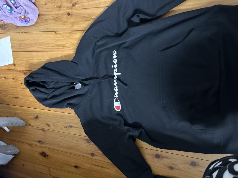 Champion script hoodie 2024 black and gold