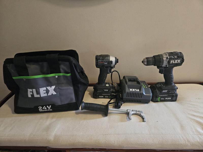 DRILL DRIVER WITH TURBO MODE AND QUICK EJECT IMPACT DRIVER KIT by FLEX