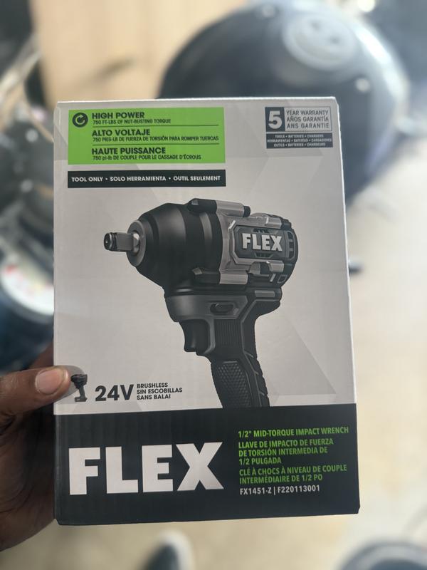 1/2” MID-TORQUE IMPACT WRENCH STACKED LITHIUM KIT FLEX (FX1451-1F)