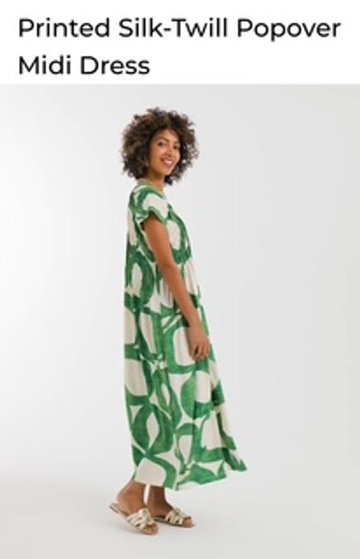 Printed Silk-Twill Popover Midi Dress | Chico's