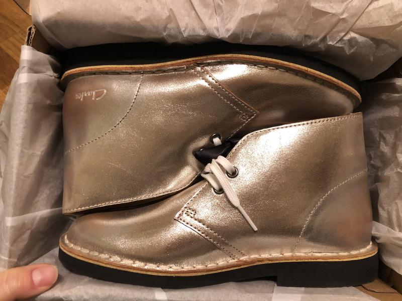 clarks desert boots silver