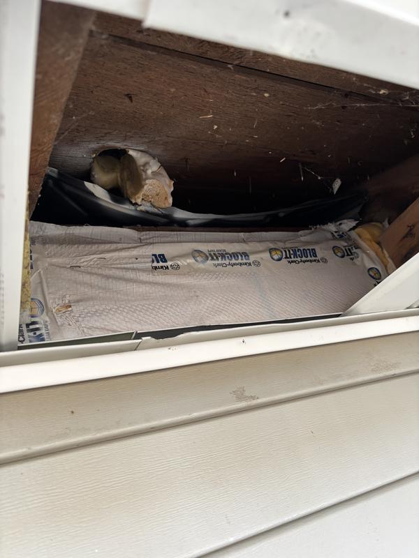 Fixing soffit after changing electrical service entrance.