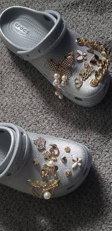 crocs Women's Classic Platform Glitter Clog Black （クロックス