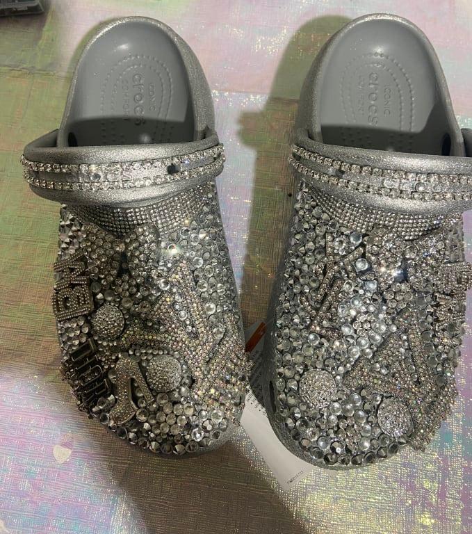 crocs Women's Classic Platform Glitter Clog Black （クロックス