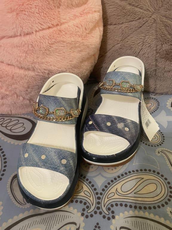 crocs Classic Mega Crush Denim Sandal White/Multi