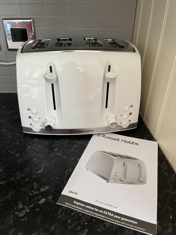 Russell Hobbs Honeycomb 4 Slice White Plastic Toaster - 26070