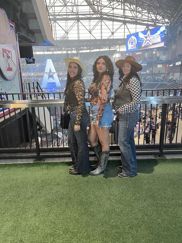 me wearing them at a rodeo