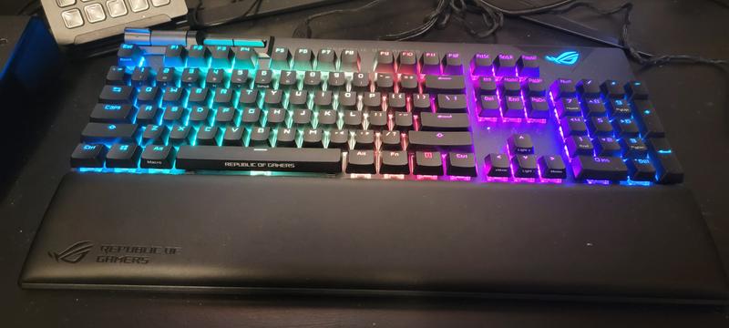 ASUS ROG Strix Flare II Animate, clavier gaming Gunmetal/Noir, Layout  États-Unis, US lay-out, ROG NX Red