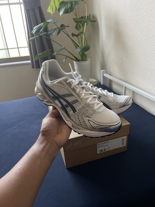mariacco15様asics gelkayano14denimblue25㎝ asics GEL-KAYANO 14 CREAM/DENIM BLUE（アシックス ゲル-カヤノ