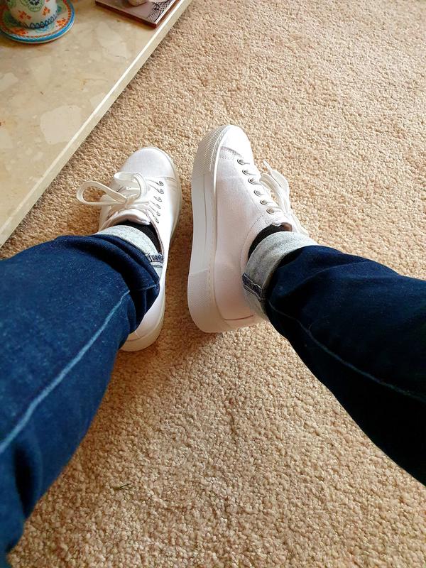 ASOS DESIGN Day Time chunky flatform lace up sneakers in white ASOS