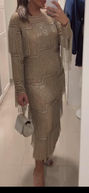 asos beige dress Adrianna Papell AP1E201225 Long Sleeve Formal Evening Prom Dress
