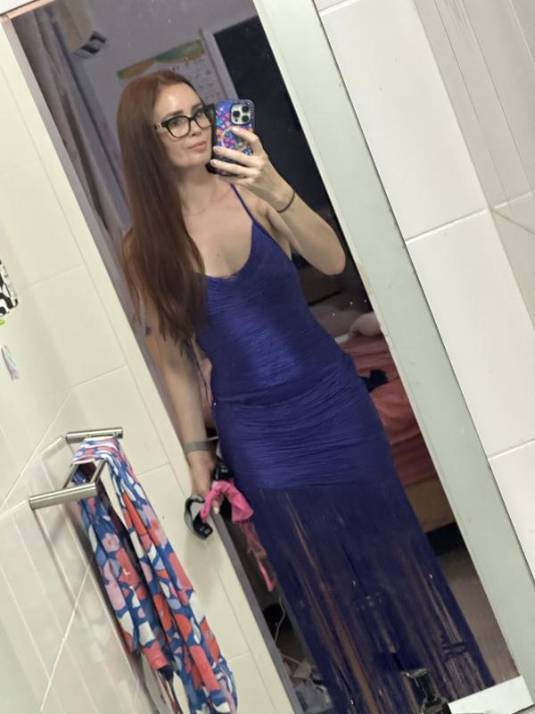 sachin and babi light blue dress Andie Halter Open Back Slit Satin Formal Dress main image 0
