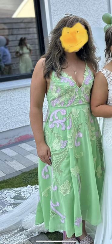 green polka dot halter neck dress Yumi Green Spot Print Halter Midi Dress With Matching Belt main image 0