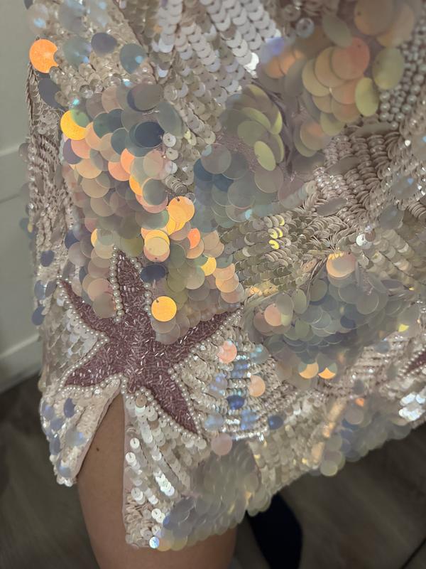 princess polly baby blue dress Buy Leslie Amon Orange Starfish Beaded Mini Dress in Crepe-jersey for Women  Online main image 1