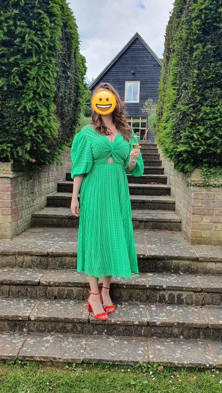 Green Short Sleeve Scottie Midi Dress