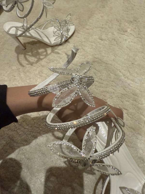 Azalea Wang Dancy spiral high heeled sandal with butterflies in