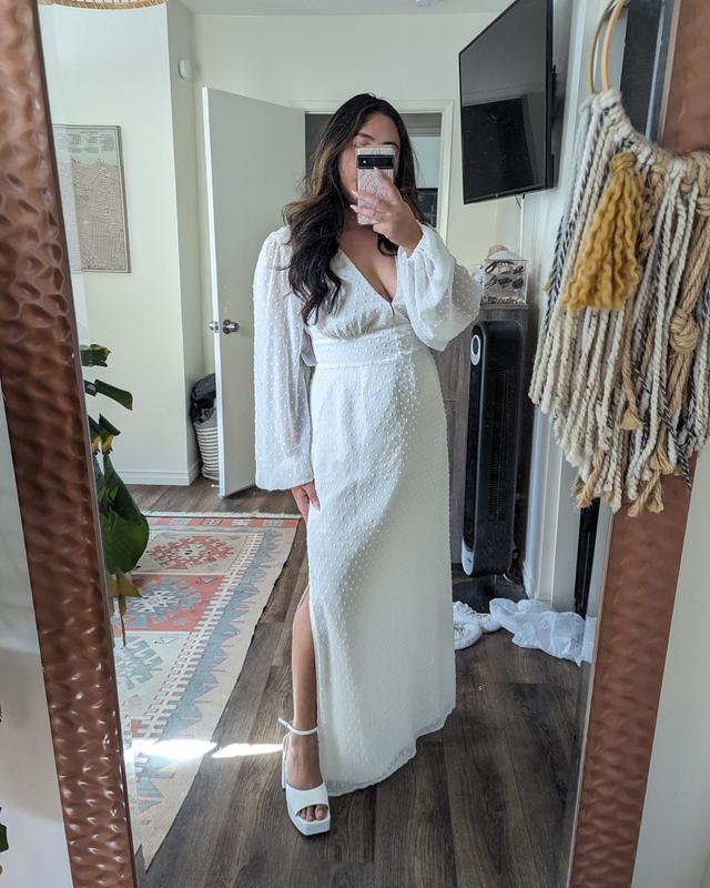NA-KD balloon sleeve button front maxi dress in off white | ASOS