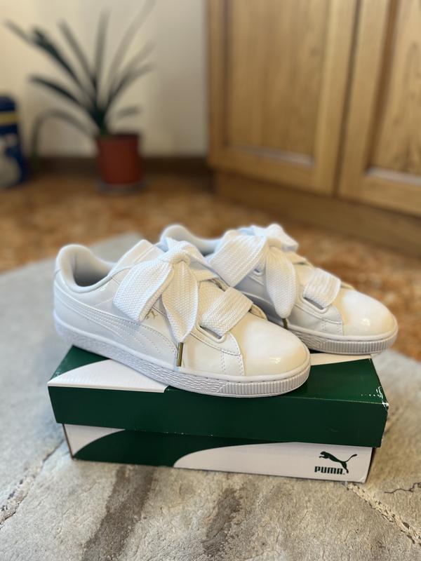 Puma basket heart patent trainer in white ASOS