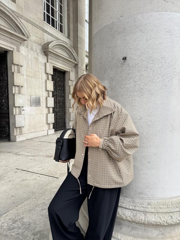 ASOS DESIGN tailored funnel neck jacket in micro plaid | ASOS