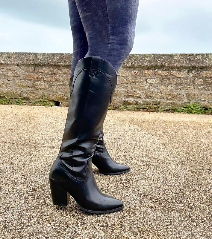 ASOS DESIGN Pointure large Claudia Bottes western mi mollet Noir ASOS