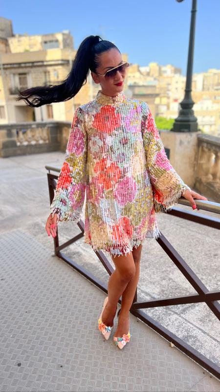 Floral Asos Tight Dresses ASOS EDITION Long Sleeve Mini Dress With Meadow Floral  Embroidery